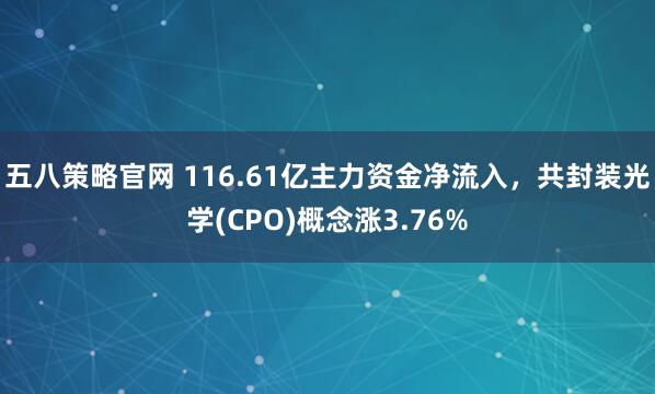 五八策略官网 116.61亿主力资金净流入，共封装光学(CPO)概念涨3.76%